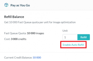 Enable Auto Refill for QUIC.cloud Image Optimization